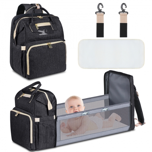 기저귀 가방 배낭, 기저귀 교환대가 있는 휴대용 여행용 엄마 가방, 접이식 아기 침대가 있는 다기능 아기 요람 유아용 기저귀 배낭